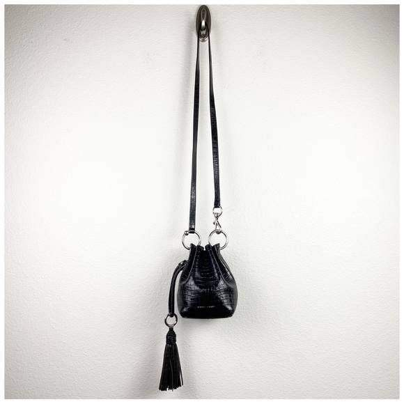Rebecca Minkoff Embossed‎ Leather Mini Kate Bucket Bag in Black - Picture 10 of 15